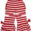 2017 new design kids clothing soft cotton trousers ruffle wholesale orange children baby pants for girl