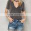 Blue Ripped Cuffed Denim Custom sports shorts for women