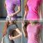 Women Yoga Shirts Top Short Sleeve Breathable Exercise Tee Shirts Quick Dry Fitness Running Gym Sport T-shirts