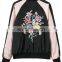 Custom women fashion contrast color embroidery bomber jacket