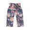 Girl Kids Navy Floral Print High Elastic Waist Pant With Bow Casual Trouser