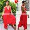 European and American Women's Summer New Fashion Temperament Solid Color Sling Backless Loose Jumpsuit