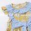 2019 Summer cotton yellow Infant Baby Girls Dress fly Sleeve Bowknot Floral A-Line Knee-Length Dress Ruffled Party Dress