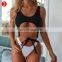Sexy Bow-Knot Bikinis Ladies One Piece Swimsuit Stitching Chain Belt Solid Swimwear U-neck Hollow Monokinis 2021 Vogue Biquines