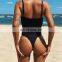 Vintage Solid Basic One-Piece Bikini Woman Sexy Push Up Swimsuit Tight G String High Waist Swimsuit Student Summer Beach