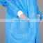 5 Button Knitted Cuffs Snap Closure Disposable Blue SMS Lab Coat with Pockets