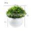 Wholesale Top Selling Mini Plain Ceramic Potted Artificial Plants Flower Pots Plastic Faux Green Potted Plant For Home Decor