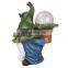 Garden Figurine Dwarf Statue Solar Powered Light Gnome Ornament Resin Waterproof Figurine Outdoor Yard Lawn Decoration