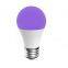 Bombilla LED UV de 7W tipo A19 con nivel UVA de 395nm que brilla en la oscuridad para fiestas de luz negra, pintura corporal fluorescente