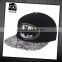China Made Embroidery Hat All Black round top leather Custom SnapBack Cap 6 Panel