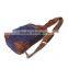 High quality shoulder strap canvas waist / chest bag with leather trim