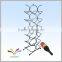 China manufacturer high quality hot sale fancy beautiful display rack antique red wine metal wire curved glass shelf