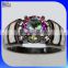 Custom Wholesale Opal Inlay Black Gold Ring 925 Sterling Silver Rainbow Mystic Topaz Ring                        
                                                Quality Choice