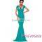 Green Crisscross Back Tie pregnant Maxi Party silk gown evening dress