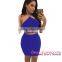 Women Royal Blue Two-piece Spaghetti Halter korean sexy club dress