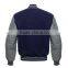 Wool varsity custom made baseball jacket for men ,with leather sleeves.