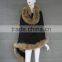 Classical women wool pashmina shawl scarf with raccoon fur trim