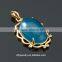 2016 Gold plated Fashion jewelry manufacturers 18K gold plated ocean blue chalcedony marquise necklace pendant for women