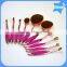 Pro private label foundation mermaid rose gold 10pcs oval makeup brush set