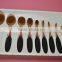 New Style Foundation Wholesale 10pcs Tooth Rose Gold Cosmetics Oval Makeup Brush Set