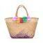 Seagrass women handbag with pom pom