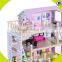 2017 Best luxurious 4 floors children wooden dollhouse kits with garage W06A238