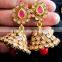 GOLD PLATED Polki Necklace Jhumka Chandelier EARRING Set