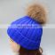 Jumbo genuine raccoon fur bobble knitted winter hats for girl lady 2016