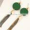 women brincos fashion round wooden sheet chain tassels pendants dangle earrings wholesale drop earrings cute