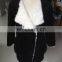 2015 ladies black pig suede and fake fur bonding jacket with curly sheep fur