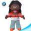 Pretty stuffed soft plush rag black african girl doll toy hand puppet wholesale cute custom plush cloth rag black fashion doll