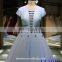 1A1010 Elegant Light Blue Satin Sash Open Neck Wedding Gown Evening Dress