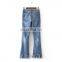 2017new design embroidery patch boot cut flares denim women jeans