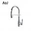 Gold Plated Single Handle Pull Down Kitchen Faucet