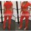 Wholesale Fashion  2 Piece Two Piece Womens High Elastic Belt V neck Tracksuit Crop Top Set