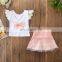 Baby Girl outfit Kids white tops + pink skirt 2pcs Set Summer Boutique cloth for 1-6T