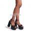 Ladies wholesale Black color high heels ankle strap extreme platform women sandals shoes made in Spain