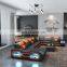 Modern XXL U Shape Blue Genuine Leather Sectional Sofa with LED Lights