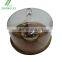 Acacia Wood Plates With Acrylic dome,wood cake plate Round Cake Stand Rotatable and removable