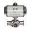 COVNA Three Ways Tri Clamp Sanitary 304 Stainless Steel Pneumatic Actuated Ball Valve Double Acting