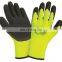 Fluorescence Yellow Color Acrylic Warm Winter Lining Latex Coated Gloves Work