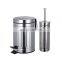 Classic Metal Bathroom Accessories Set 2 Pieces Trash Can Stainless Steel Waste Bin Toilet Brush Holder Mirror FINISHr
