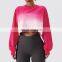 Gradient Color Long Sleeve Crop Tops Hot Sales Round Neck Short Women Sweatshirt