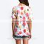 Women's V Neck Floral Print Tees Fashion Women Tops 2016 Ladies Multicolor Short Sleeve Casual Cute T-shirt TS075
