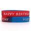 Hot Sale Popular Happy Birthday Two-Color Segmented Embossed Printing Birthday Gift Custom Silicone Bracelet