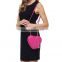 Fashion leather pink clutch bags women heart shaped evening bag