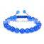 Wholesale 10mm 7.5 Inch Blue Dye Jade Gemstone Adjustable Wire Bangle Bracelet (Jewelry Box is not Included)