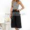 Hot Selling New Fashion Woven Fabric High Waist Wide Leg Mid Length Black Culottes Pants For Women