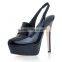fashion super heels lady high quality shiny black shoes