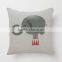 hot sale cotton linen elephant printed Bed Decoration Pillow Case Back Cushion Cover For Sofa